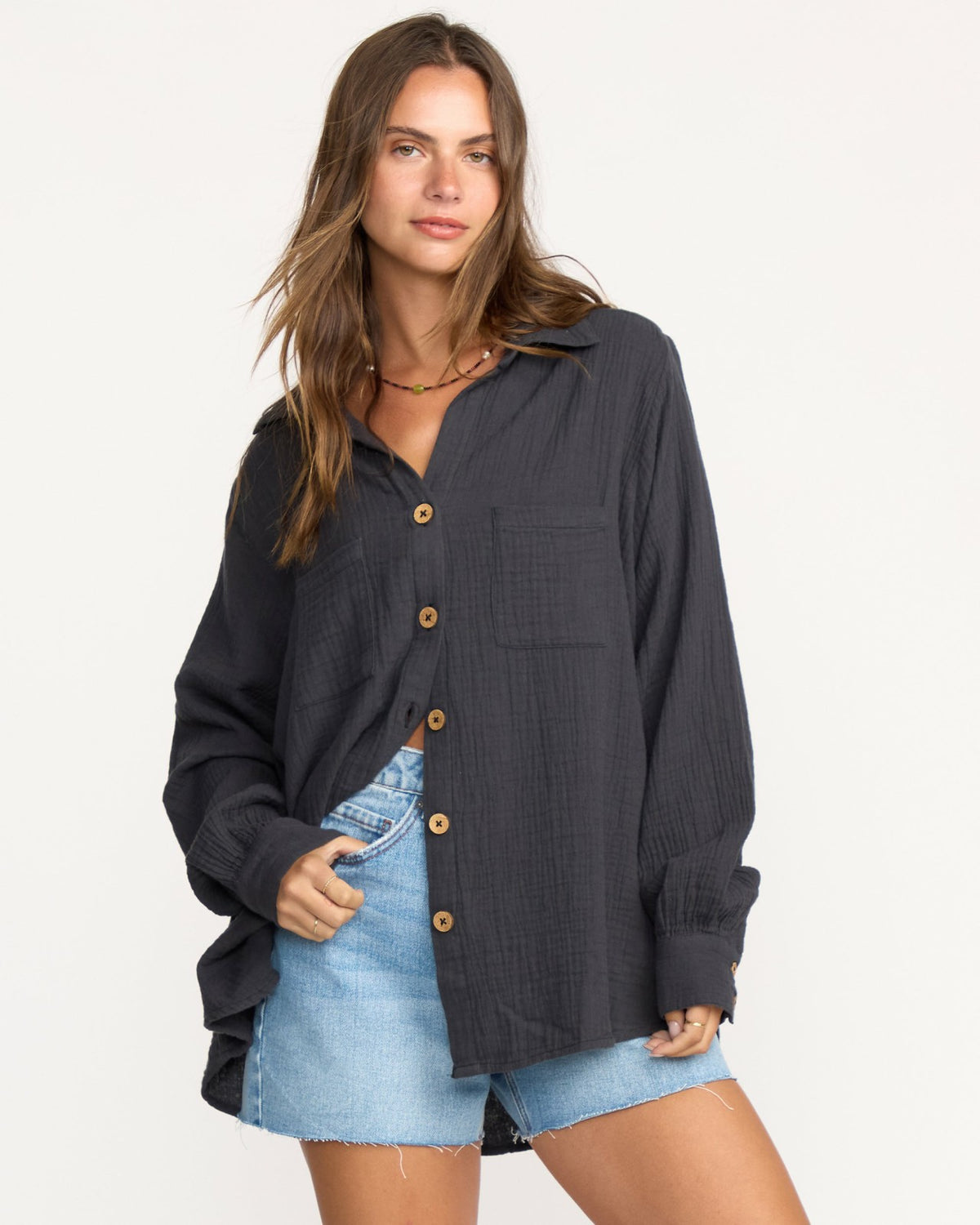 Sweet Swell Long Sleeve Shirt - Black Sands | Billabong