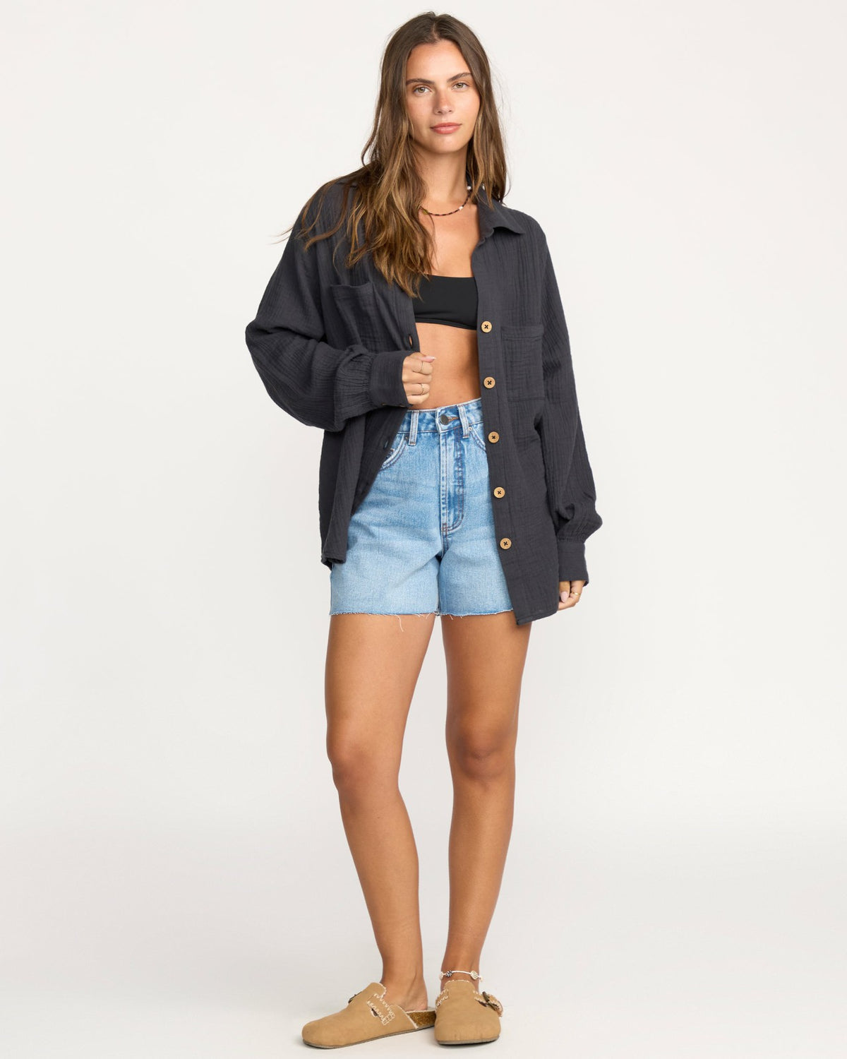 Sweet Swell Long Sleeve Shirt - Black Sands | Billabong