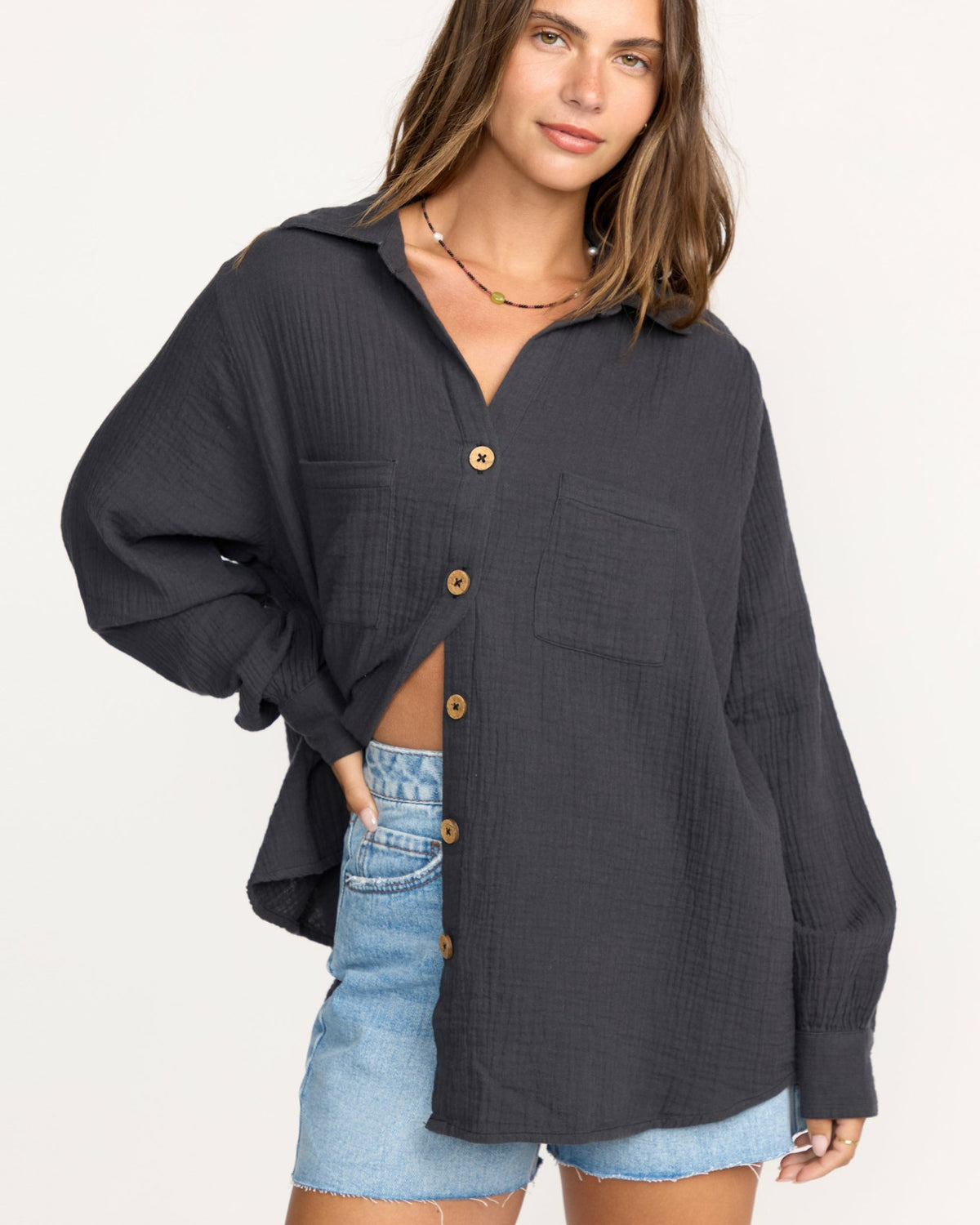 Sweet Swell Long Sleeve Shirt - Black Sands | Billabong