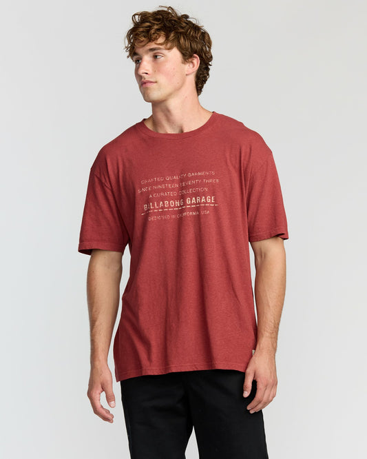 The Label Garage Regular Short Sleeve T-Shirt - Burnt Red | Billabong