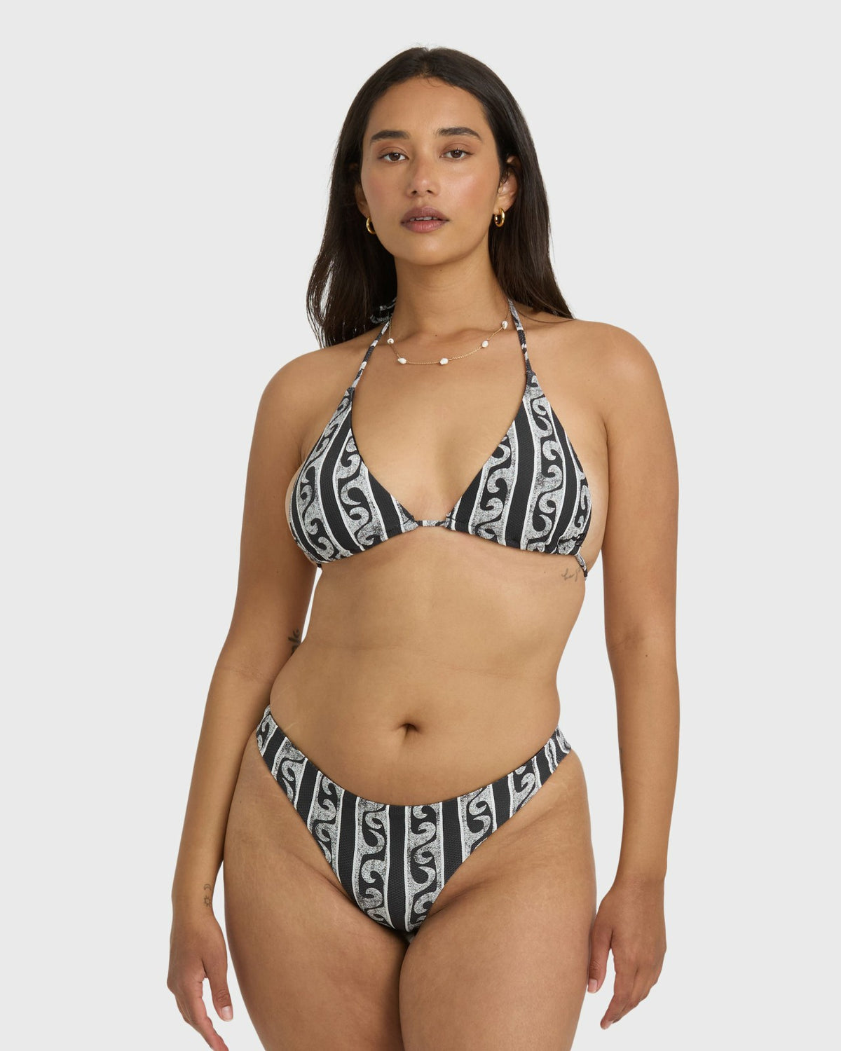 Wave Watcher Tanga Bikini Bottom - Black White | Billabong