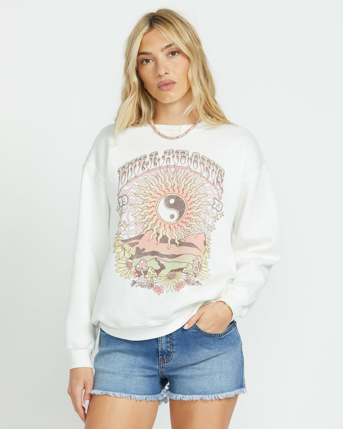 Balanced Out Crew Sweatshirt - Salt Crystal | Billabong